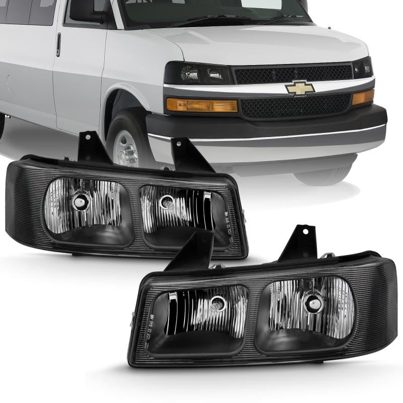 ANZO 2003-2017 Chevy Express Crystal Headlight Black 111474 Main Image