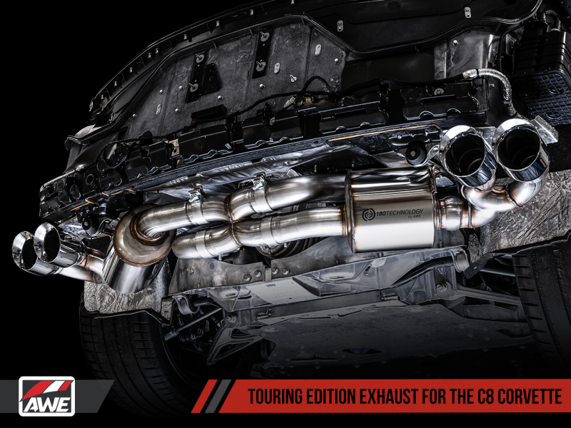 AWE Tuning 2020 Chevrolet Corvette (C8) Touring Edition Exhaust - Quad Chrome Silver Tips 3015-42151