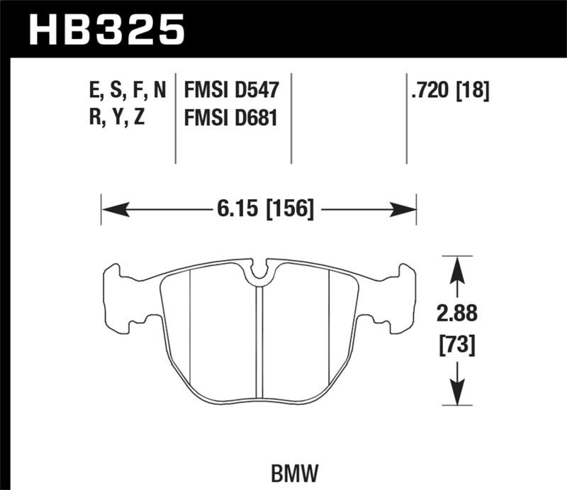 Hawk 04-06 BMW X5 3.0i/4.4i HPS 5.0 Street Front Brake Pads HB325B.720 Main Image