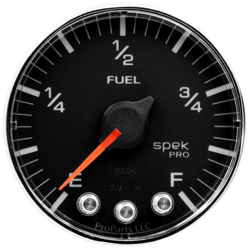 Autometer Spek-Pro Gauge Fuel Level 2 1/16in 0-270 Programmable Blk/Chrm P312318