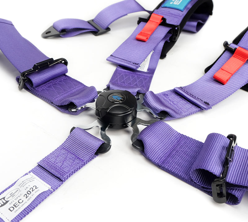 NRG SFI 16.1 5Pt 3 Inch Seat Belt Harness with Pads / Cam Lock - Purple SBH-B6PCPP