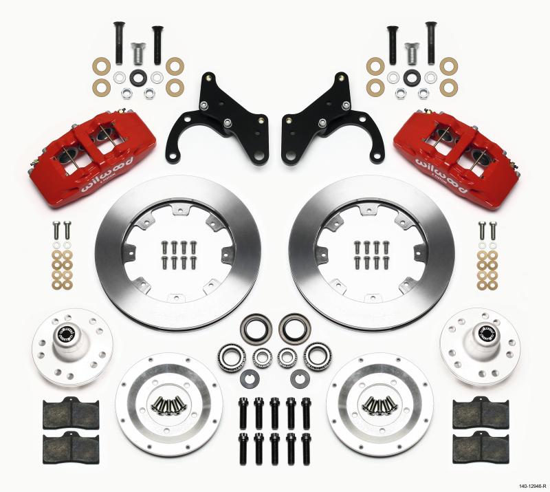 Wilwood Dynapro 6 Front Hub Kit 12.19in Red 69-70 Impala Drum/Disc 69-82 Vette 140-12946-R Main Image