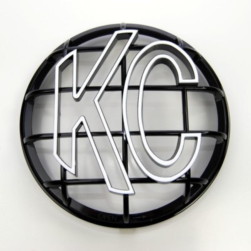 KC HiLiTES 6in. Round ABS Stone Guard for Apollo Lights (Single) - Black w/White KC Logo 7216 Main Image