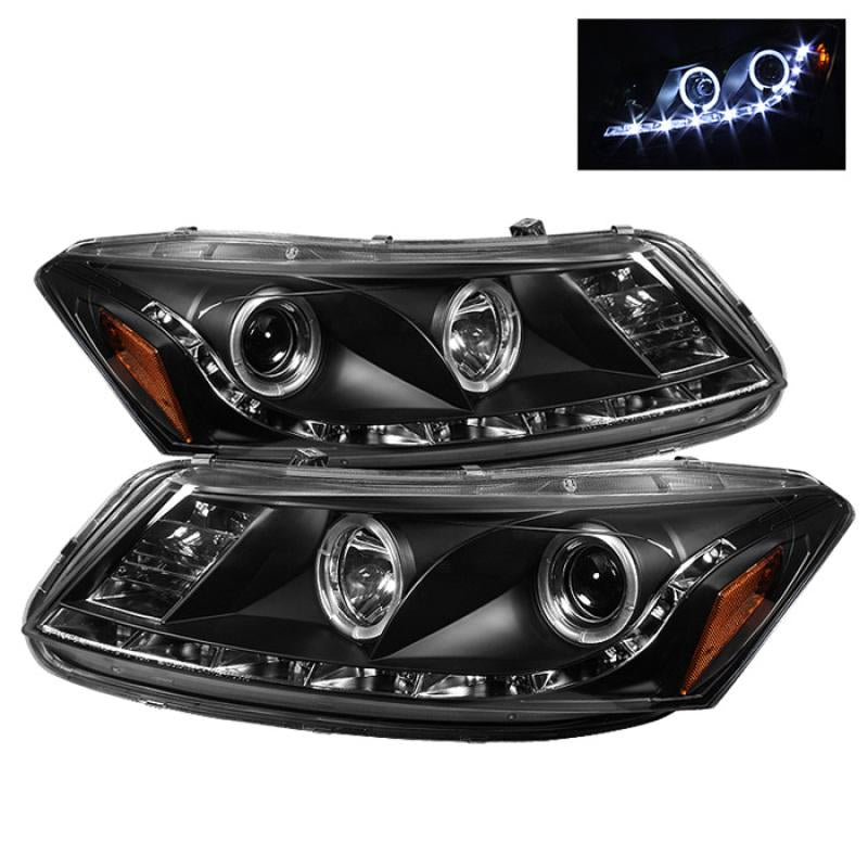 Spyder Honda Accord 08-12 4Dr Projector Headlights- LED Halo DRL Blk PRO-YD-HA08-4D-HL-BK 5010667 Main Image