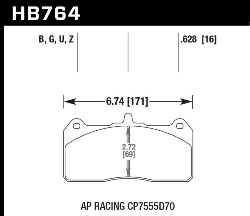 Hawk AP Racing Caliper w/ 36mm Rotor HPS 5.0 Performance Street Brake Pads HB764B.628 Main Image