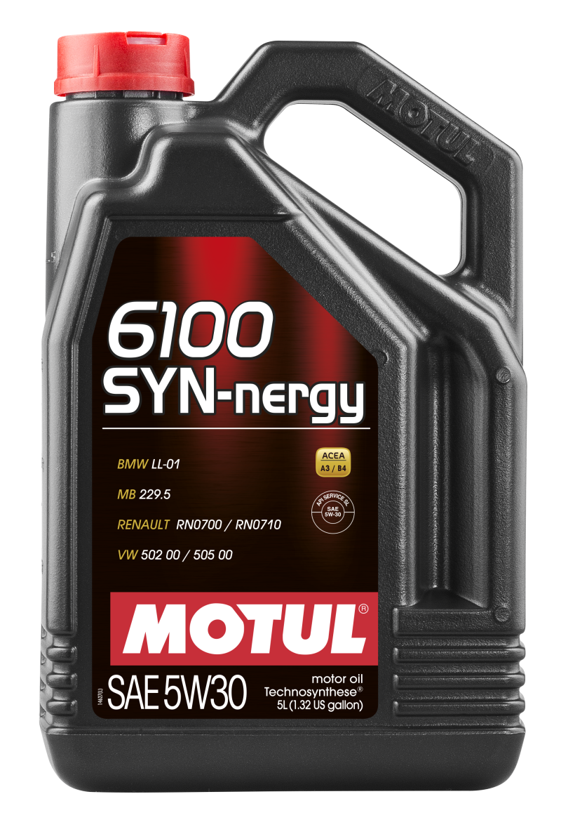 Motul 5L Technosynthese Engine Oil 6100 SYN-NERGY 5W30 - VW 502 00 505 00 - MB 229.5 4x5L 107972 Main Image