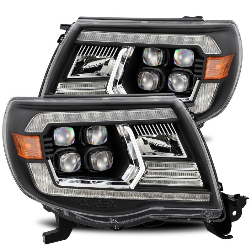 AlphaRex 05-11 Toyota Tacoma NOVA LED Projector Headlights Plank Style Alpha Black w/Activ Light/DRL 880742 Main Image