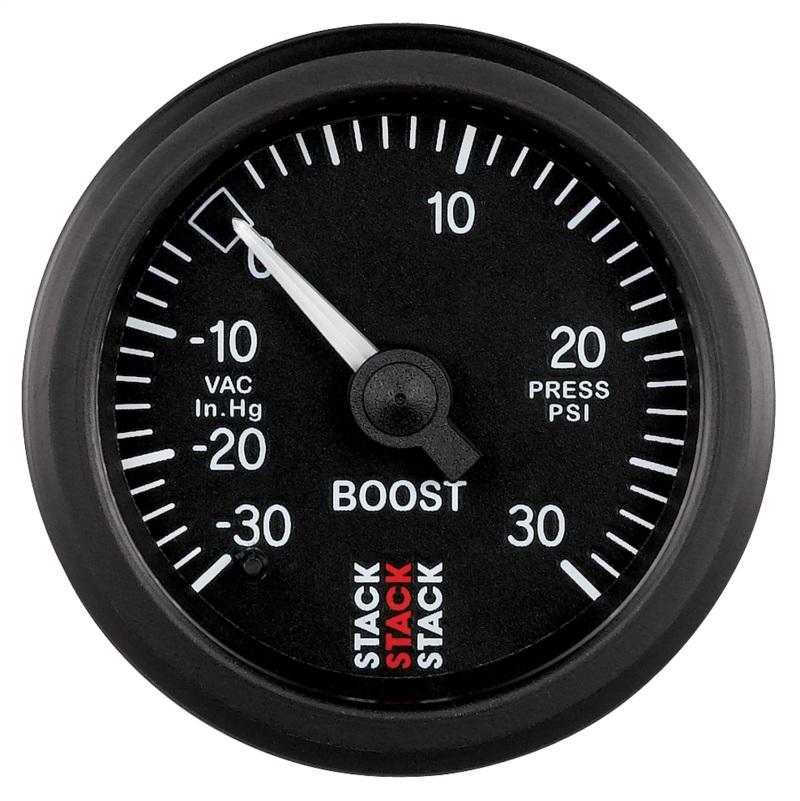 Autometer 52mm Stack Instruments -30INHG to +30PSI Mechanical Boost Gauge - Black ST3112 Main Image