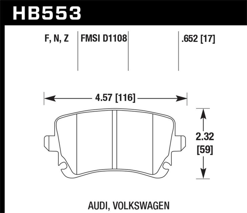 Hawk 07-11 Audi S6 HPS 5.0 Rear Brake Pads HB553B.652 Main Image