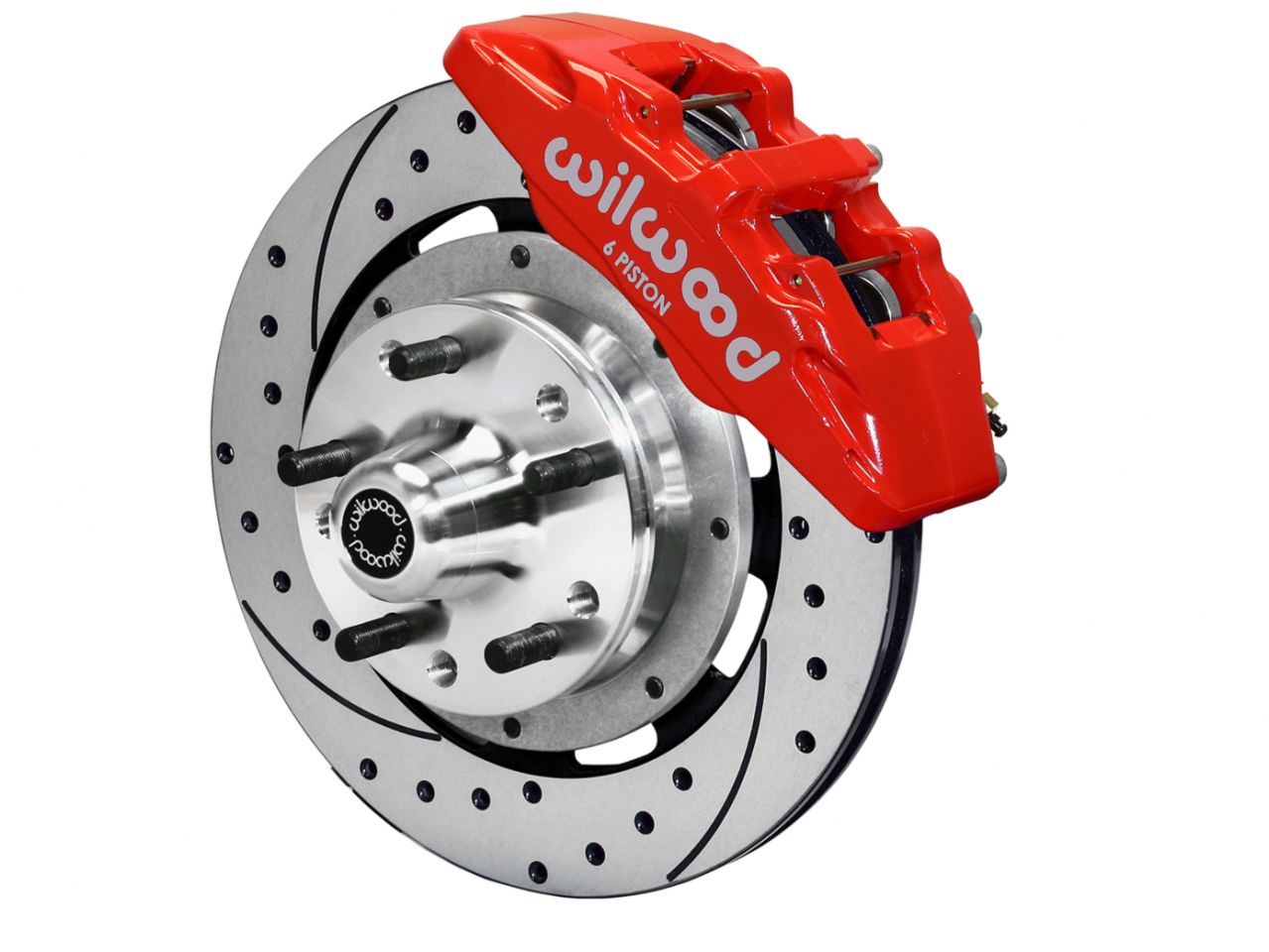 Wilwood DP6A Front Hub Kit, 12.19", Drilled, Red, 67-69 Camaro, 64-72 Nova