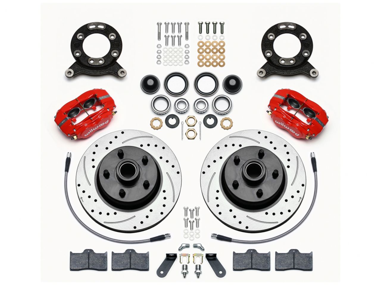 Wilwood FDL-M Front Kit,11.30" 1 PC Rotor&Hub,Drill-Red,1970-1973 Mustang