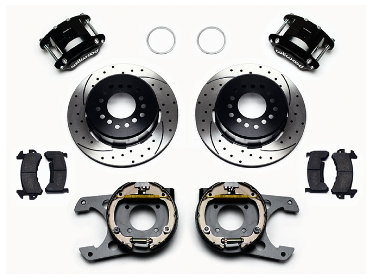 Wilwood D154 P/S Park Brake Kit, Drilled, Chevy 12 Bolt 2.75" Off w/ C-Clips