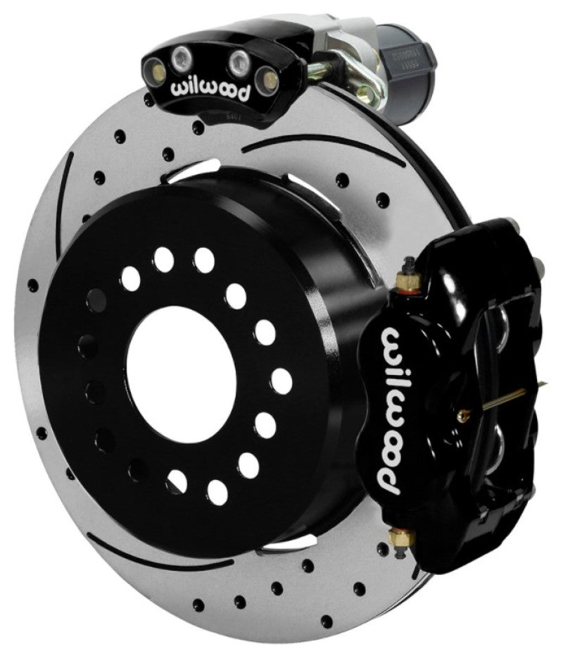 Wilwood Forged Dynalite Rear Electronic Parking Brake Kit - Black Powder Coat Caliper - D/S Rotor 140-16130-D