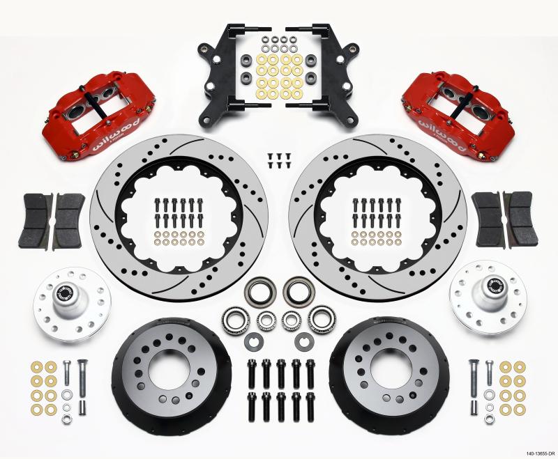 Wilwood Narrow Superlite 6R Front Hub Kit 14.00in Drill Red 60-68 Ford / Mercury Full Size / Galaxie 140-13655-DR Main Image