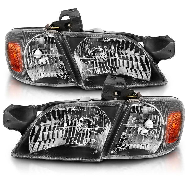 ANZO 1997-2005 Chevy Venture Crystal Headlight Black Amber (4pcs) 111453 Main Image