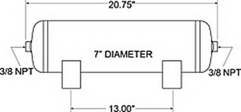 Firestone Air Tank 3 Gallon 7in. x 20.75in. (2) 3/8in. NPT Ports 150 PSI Max - Black (WR17609229) 9229 Main Image