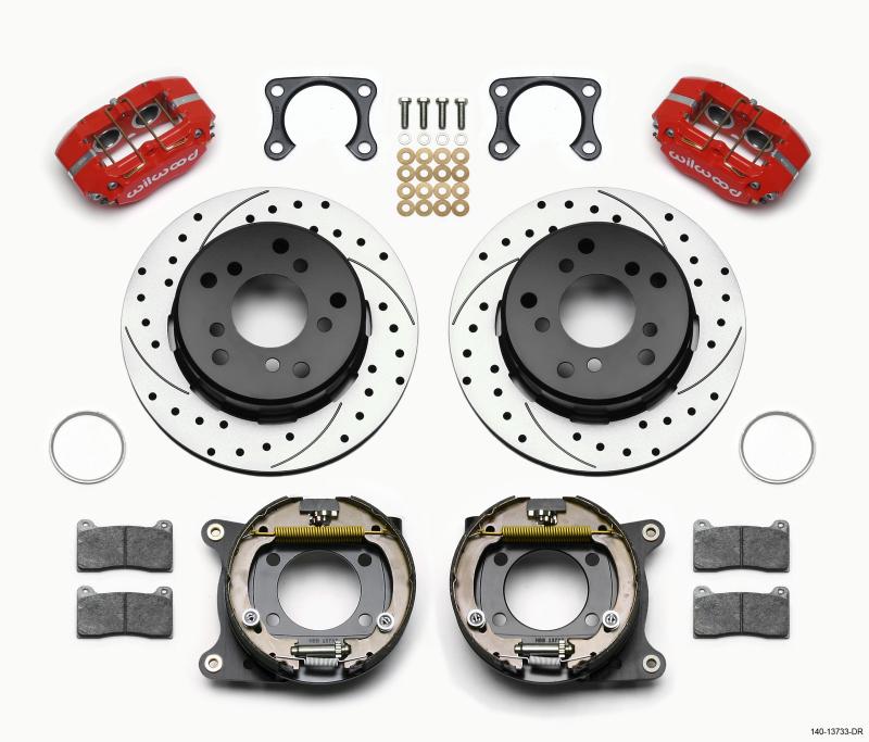 Wilwood Dynapro Lug Mount P/S Park Brake Kit Drilled Red Big Ford 2.00in Off Bronco 5 x 5.50 140-13733-DR Main Image