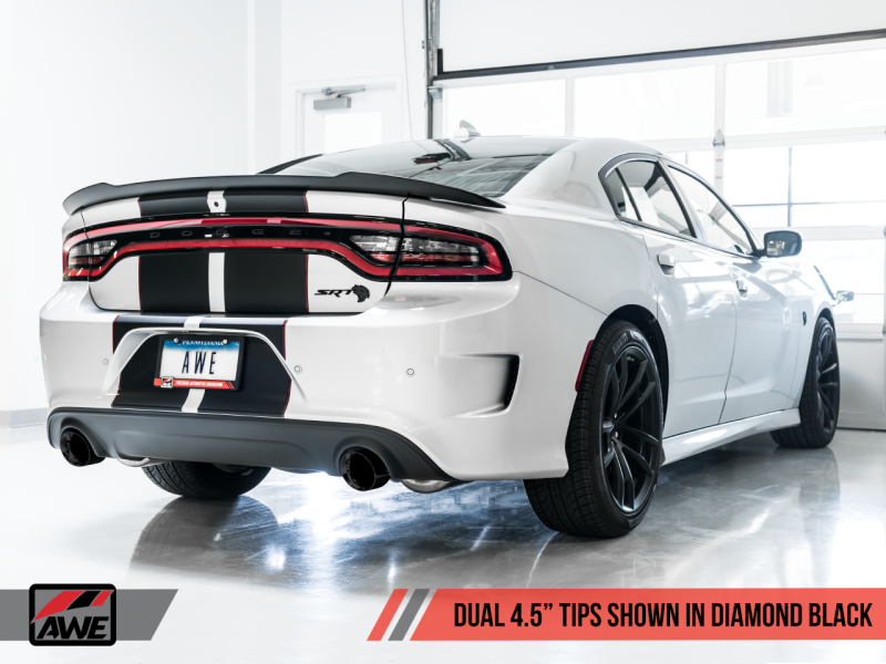 AWE Tuning 2015+ Dodge Charger 6.4L/6.2L Supercharged Track Edition Exhaust - Diamond Black Tips 3015-33126