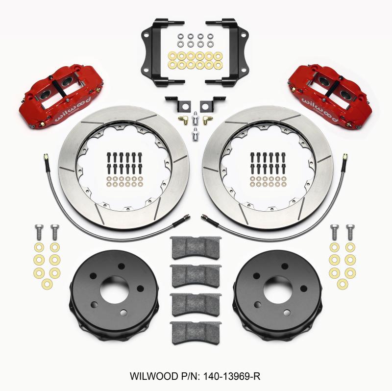 Wilwood Narrow Superlite 4R Rear Kit 12.88in Red 2007-up Jeep JK w/Lines 140-13969-R Main Image