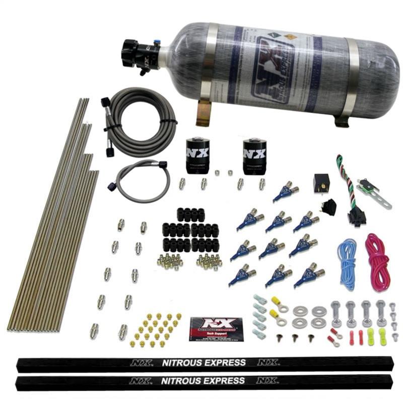 Nitrous Express 10 Cyl Piranha Nozzle Direct Port Nitrous Kit (250-500HP) w/Composite Bottle 81000EFI-12 Main Image