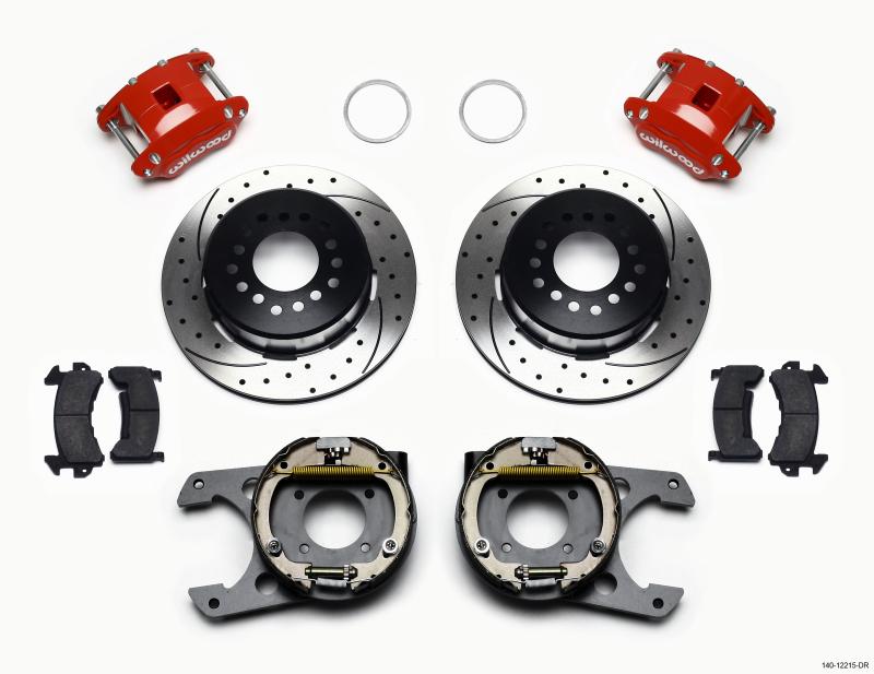 Wilwood D154 P/S P-B Kit Drilled-Red Chevy 12 Bolt 2.75in Off w/ C-Clips 140-12215-DR Main Image