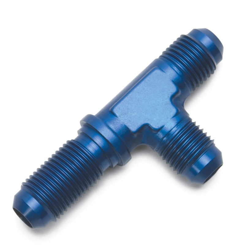 Russell -3 AN Flare Bulkhead Tee on Run Adapter (Blue Finish)