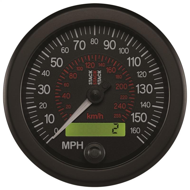 Autometer Stack Instruments 88MM 0-160 MPH / 260 KM/H Programmable Speedometer - Black ST3801 Main Image