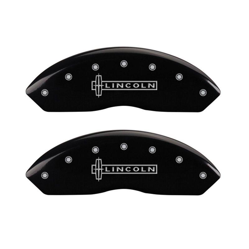 MGP 4 Caliper Covers Engraved Front Lincoln Engraved Rear Star logo Black finish silver ch 36017SLC1BK Main Image