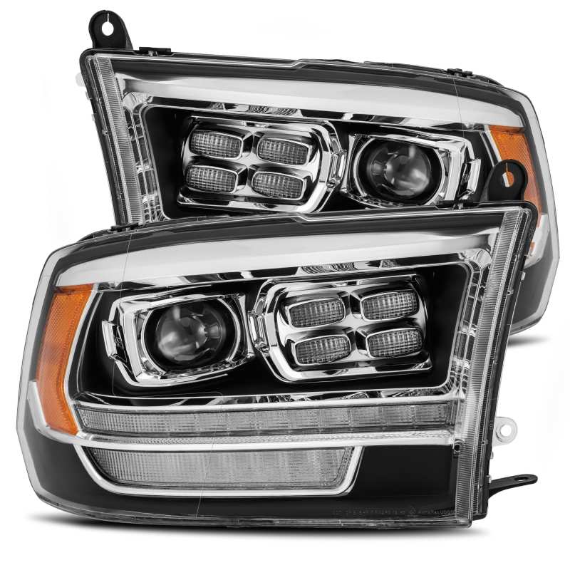 AlphaRex 09-18 Dodge Ram 2500 LUXX LED Proj Headlights Plank Style Black w/Activ Light/DRL 880526