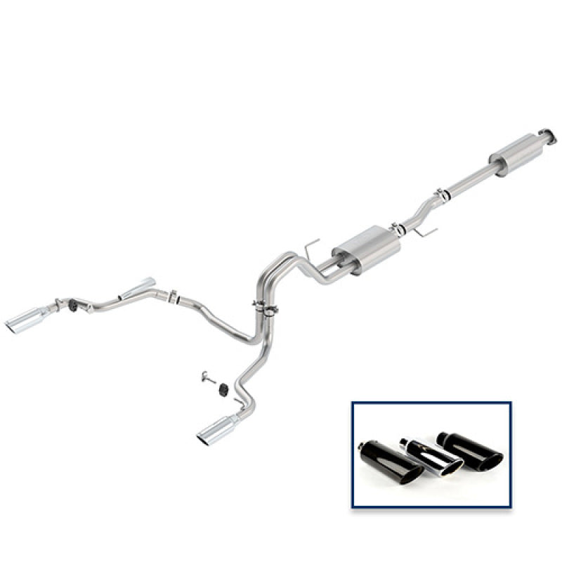 Ford Racing 15-18 F-150 3.5L Cat-Back Sport Exhaust System - Rear Exit Chrome Tips M-5200-F1535DSCA