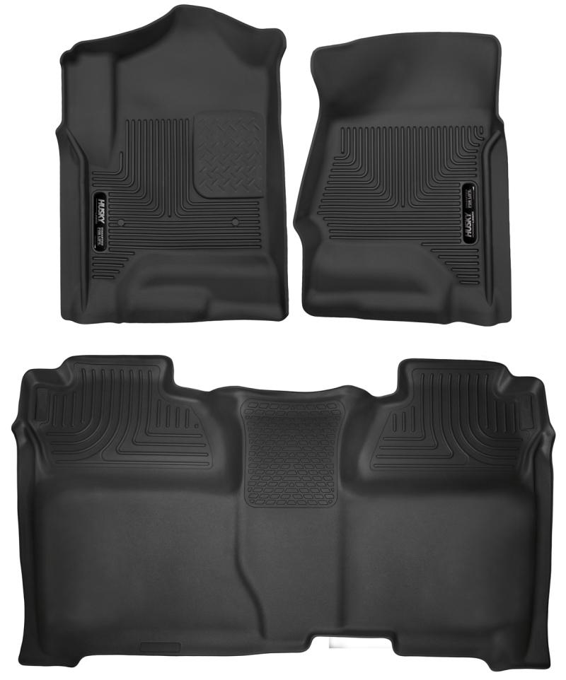 Husky Liners 14-18 Chevrolet Silverado 1500 Front & 2nd Seat X-Act Contour Floor Liners - Black 53908 Main Image