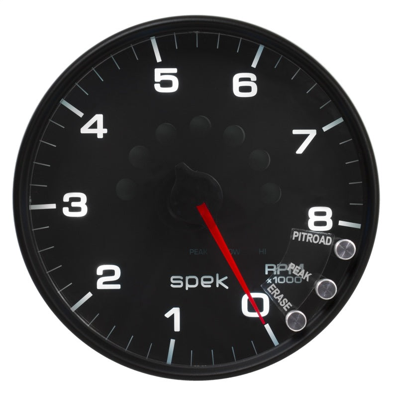 Autometer Spek-Pro Gauge Tachometer 5in 8K Rpm W/Shift Light & Peak Mem Black/Black P23832