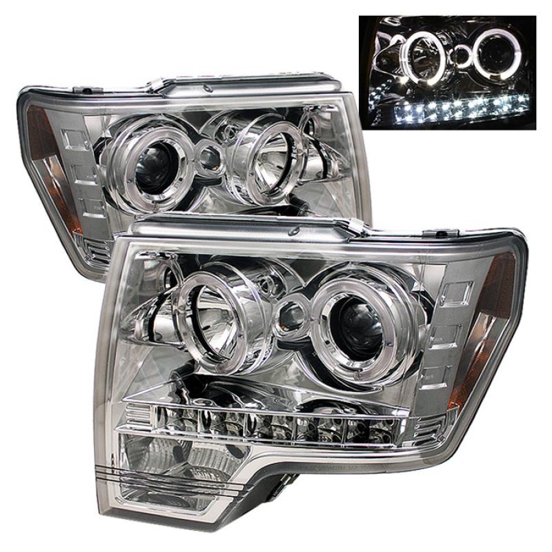 Spyder Ford F150 09-14 Projector Headlights Halogen Model- LED Halo LED Chrm PRO-YD-FF15009-HL-C 5010247 Main Image