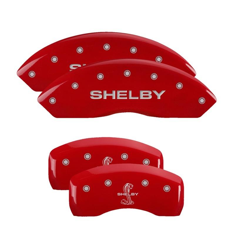 MGP 4 Caliper Covers Engraved Front & Rear Mach 1 Red finish silver ch 10017SMCHRD Main Image