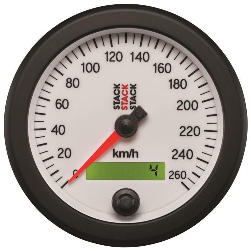 Autometer Stack Instruments 88MM 0-260 KM/H Programmable Speedometer - White ST3852 Main Image