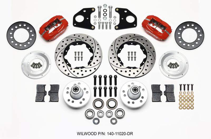 Wilwood Forged Dynalite Front Kit 11.00in Drilled Red 62-72 CDP B & E Body-Drum 140-11020-DR Main Image