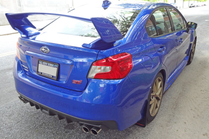 Rally Armor 15+ Subaru Wrx & Sti Sedan Only Ur Black Mud Flap w/ White Logo