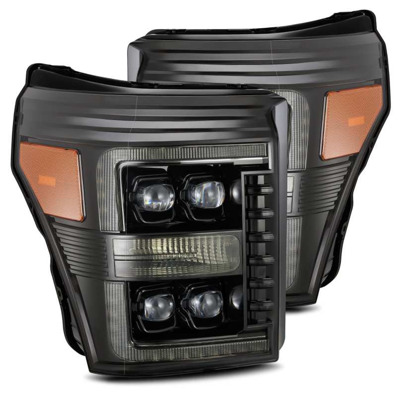 AlphaRex 11-16 Ford F-350 SD NOVA LED Proj Headlights Plank Style Alpha Blk w/Activ Light/Seq Signal 880147 Main Image