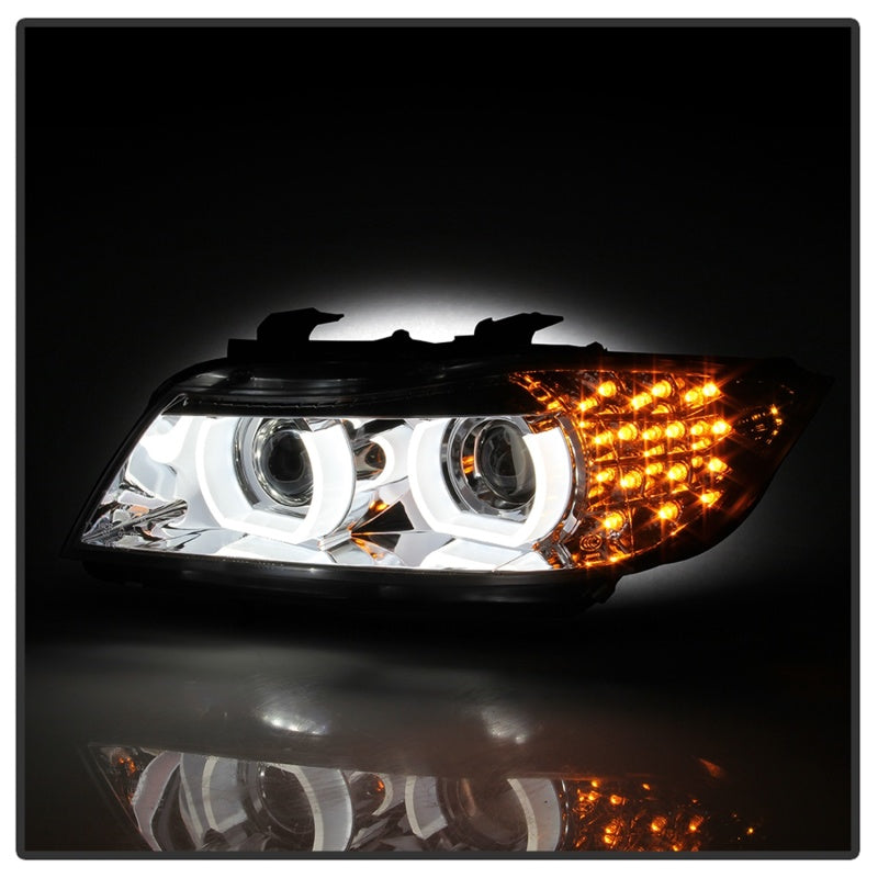 Spyder 09-12 BMW E90 3-Series 4DR Projector Headlights Halogen - LED - Chrome - PRO-YD-BMWE9009-C 5086471