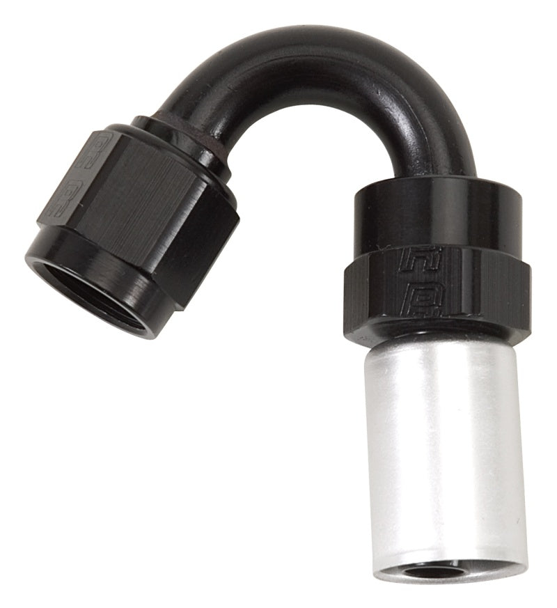 Russell Hose End #6 Crimp On Swivel 150 Degree Black & Clr