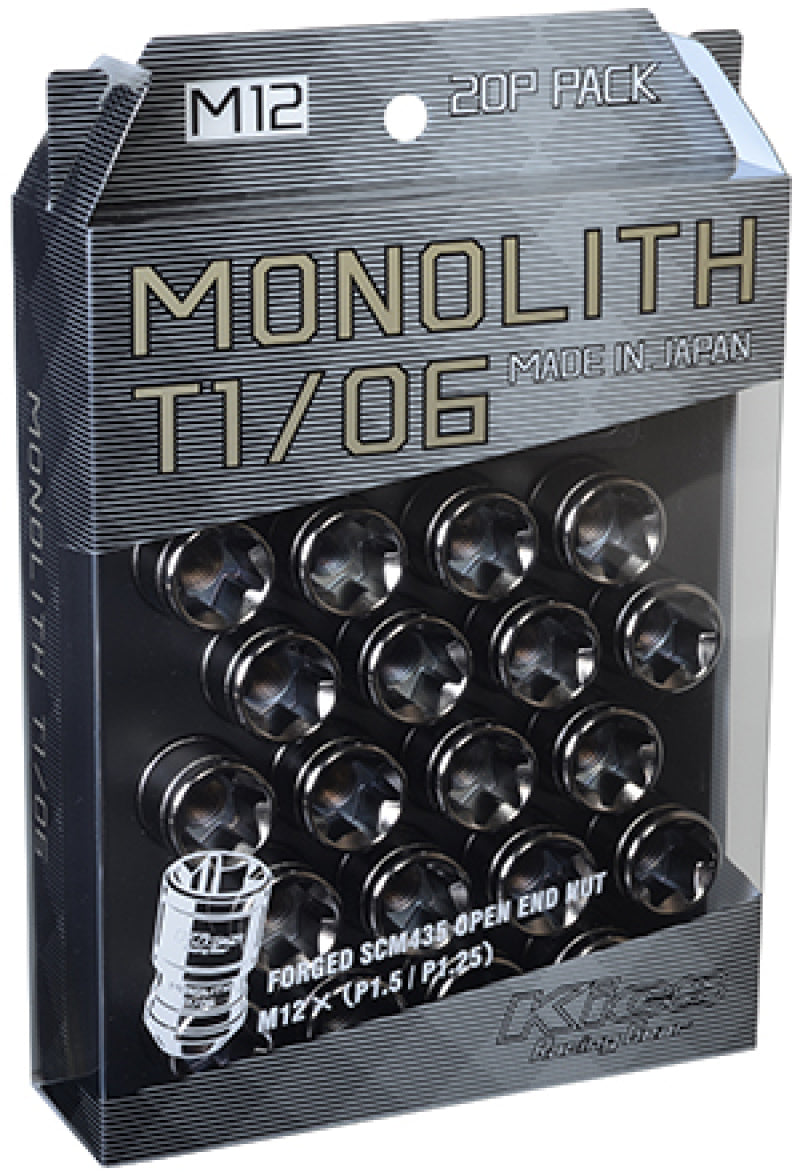 Project Kics 12 x 1.5 Glorious Black T1/06 Monolith Lug Nuts - 4 Pcs WMN01GK4P