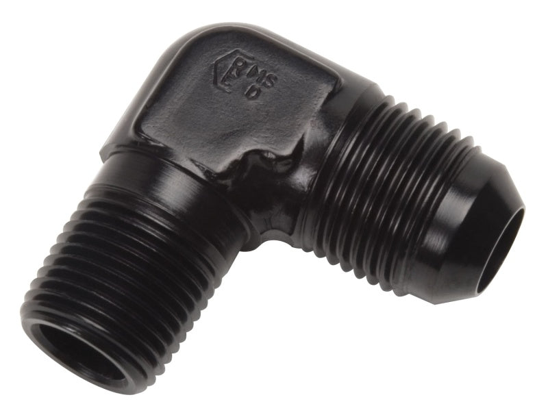 Russell -8 AN 90° Flare to Pipe Adapter (Black Finish)