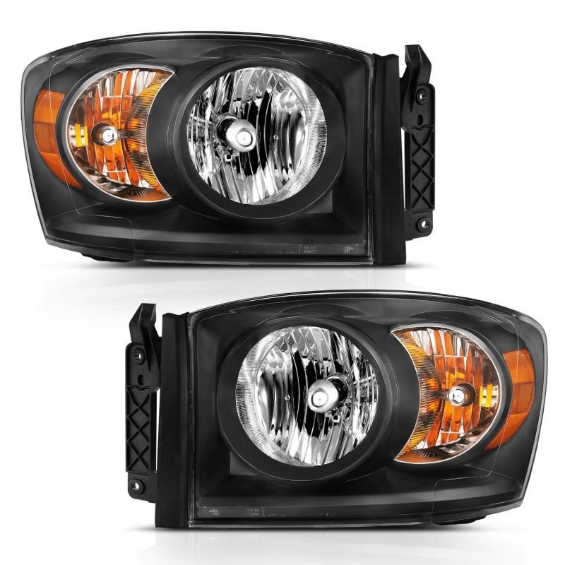 ANZO 2006-2009 Dodge Ram 1500 Crystal Headlight  Black Amber 111427 Main Image