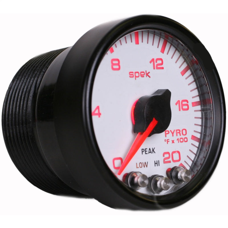 Autometer Spek-Pro Gauge Pyro. (Egt) 2 1/16in 2000f Stepper Motor W/Peak & Warn Wht/Blk P31012