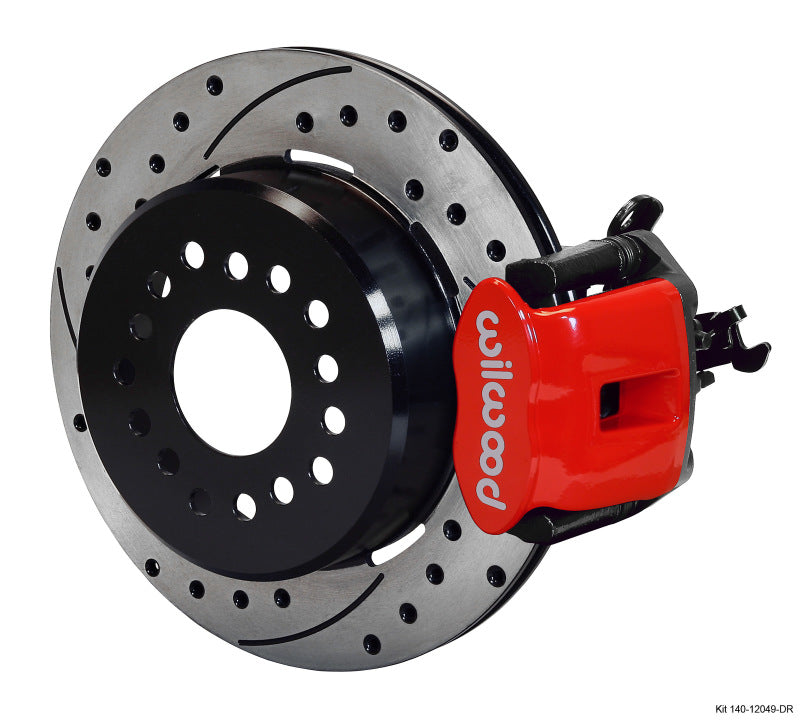 Wilwood Combination Parking Brake Rear Kit 12.19in Dia 0.81in Rotor Thickness - Red Drilled 140-12049-DR