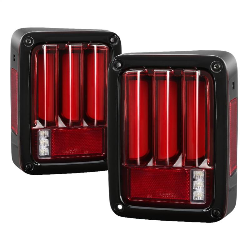 Spyder 07-16 Jeep Wrangler Version 2 Light Bar LED Tail Lights - Red Clear (ALT-YD-JWA07V2-LBLED-RC) 5084798 Main Image