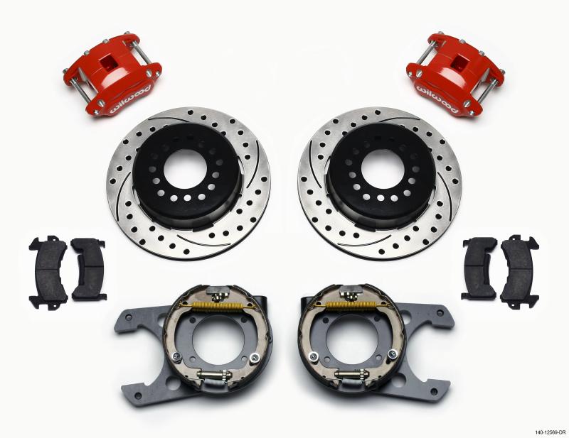 Wilwood D154 P/S P-B Kit Drilled-Red Chevy C-10 2.42 Offset 5-lug 140-12569-DR Main Image