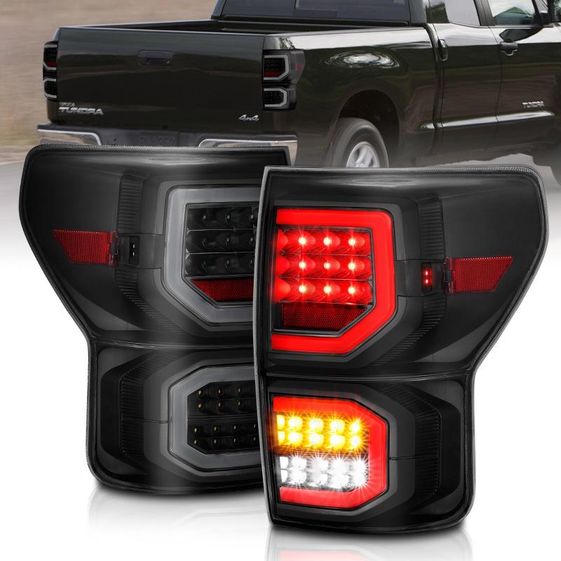 ANZO 2007-2013 Toyota Tundra LED Taillights Plank Style Black w/Smoke Lens 311337 Main Image