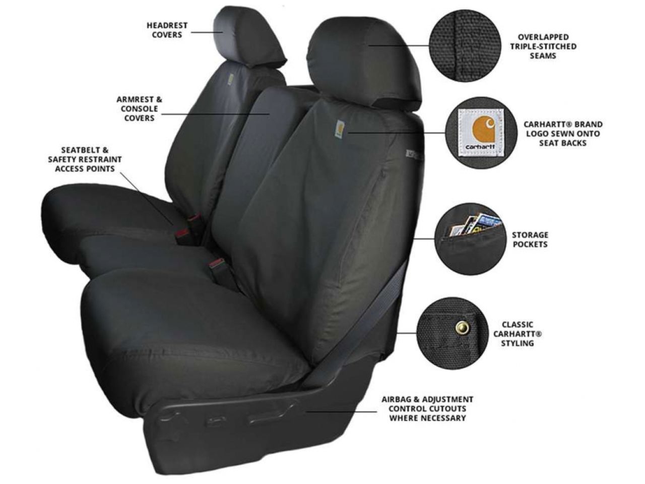 Covercraft Carhartt Traditional Fit Custom Seat Covers - Carhartt Brown Front Row