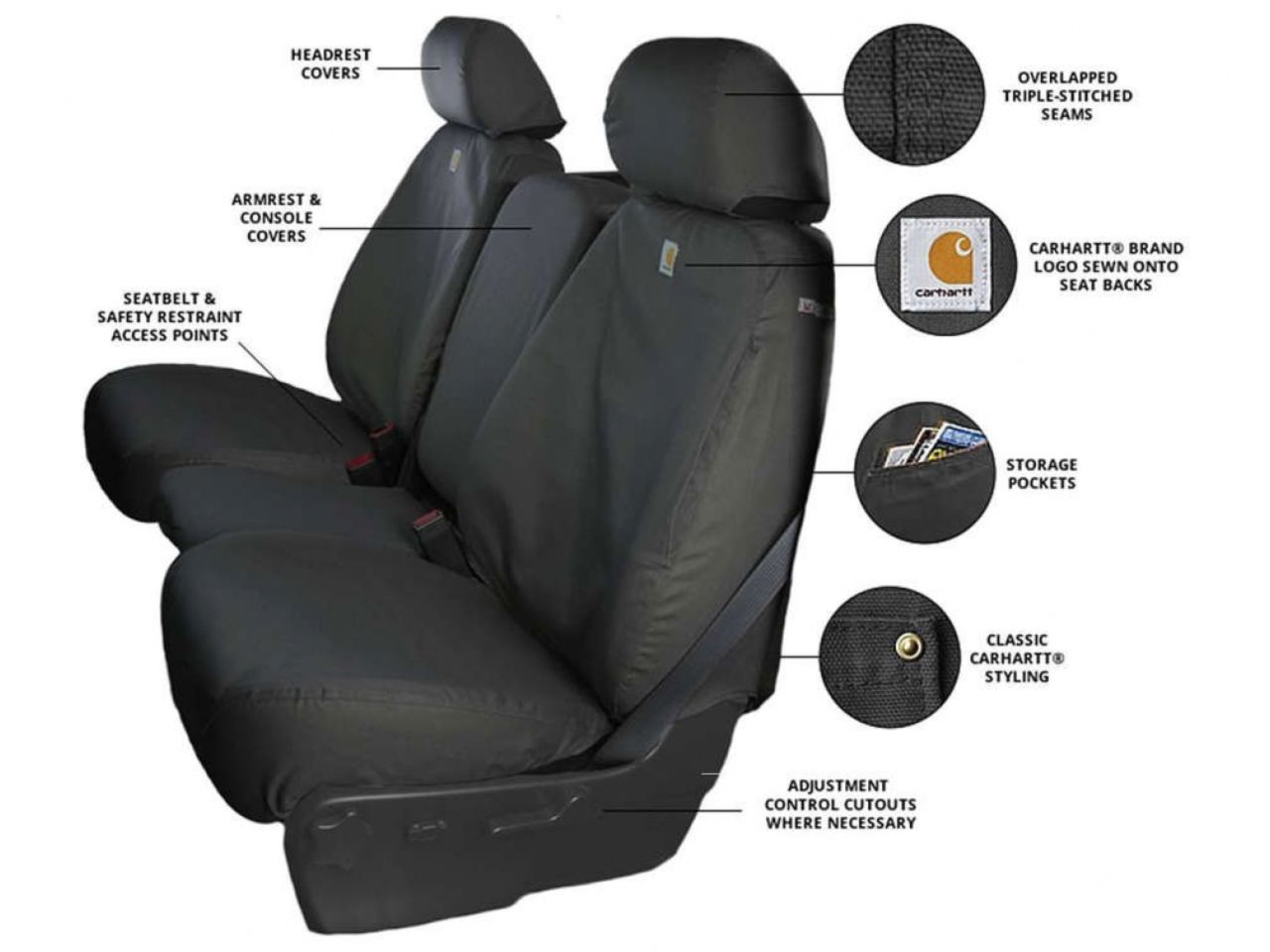 Covercraft Seat Cover; Carhartt (R) SeatSaver (R); Seat Style AL - 40/20/40 Split